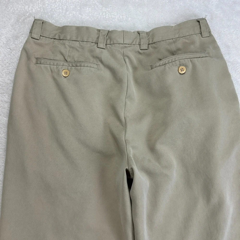 Tommy Bahama Silk Pleated Chino Pants Mens 34x32 Beige Relaxed Fit Mid Rise